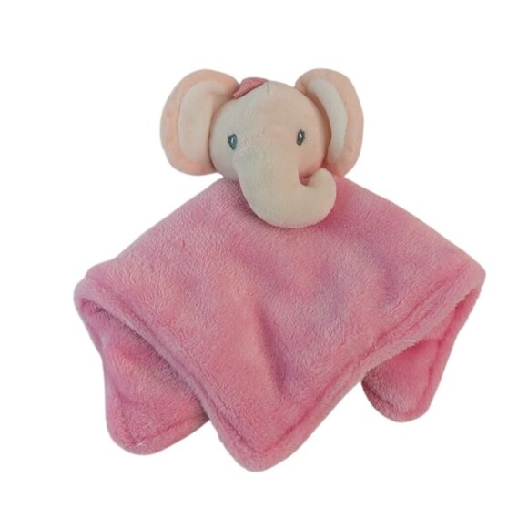 Pink Elephant Lovey 10" Baby Security Blanket Bow by DTU Inc - Picture 1 of 7